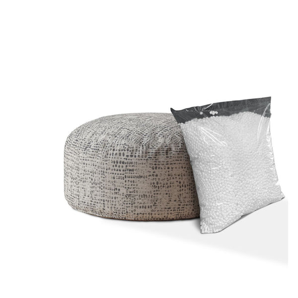 Homeroots 24" Black And Gray Canvas Round Abstract Pouf Cover   518530