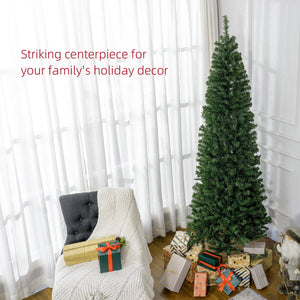 English Elm Homcom 7Ft Slim Douglas Fir Christmas Tree - Realistic Unlit Design For Compact Spaces & Easy Setup W2225P249651