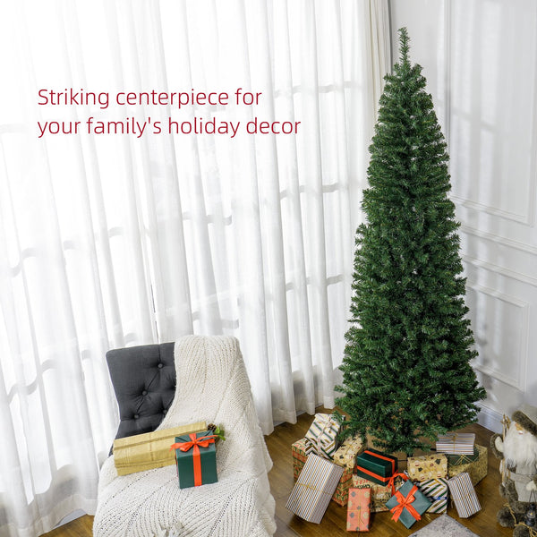 English Elm Homcom 7Ft Slim Douglas Fir Christmas Tree - Realistic Unlit Design For Compact Spaces & Easy Setup W2225P249651