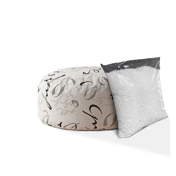 Homeroots 24" Black And Gray Polyester Round Abstract Pouf Cover   518532