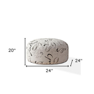 Homeroots 24" Black And Gray Polyester Round Abstract Pouf Cover   518532