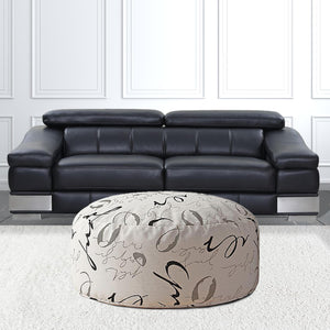 Homeroots 24" Black And Gray Polyester Round Abstract Pouf Cover   518532
