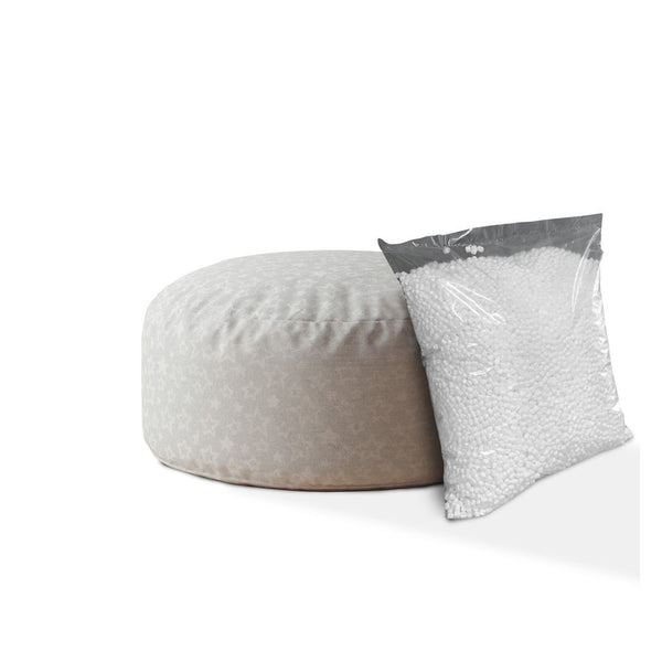 Homeroots 24" Gray Cotton Round Abstract Pouf Cover   518536