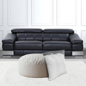 Homeroots 24" Gray Cotton Round Abstract Pouf Cover   518536