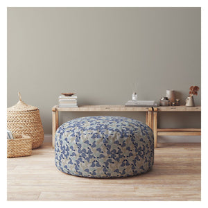 Homeroots 24" Beige Cotton Round Turtle Pouf Cover   518544