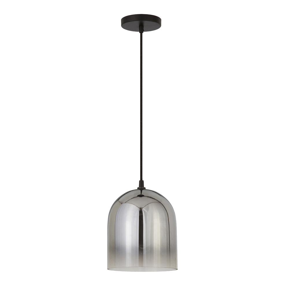 Homeroots 10" Gray Smoked Glass Dimmable Bell Shape Pendent Ceiling Light   518555