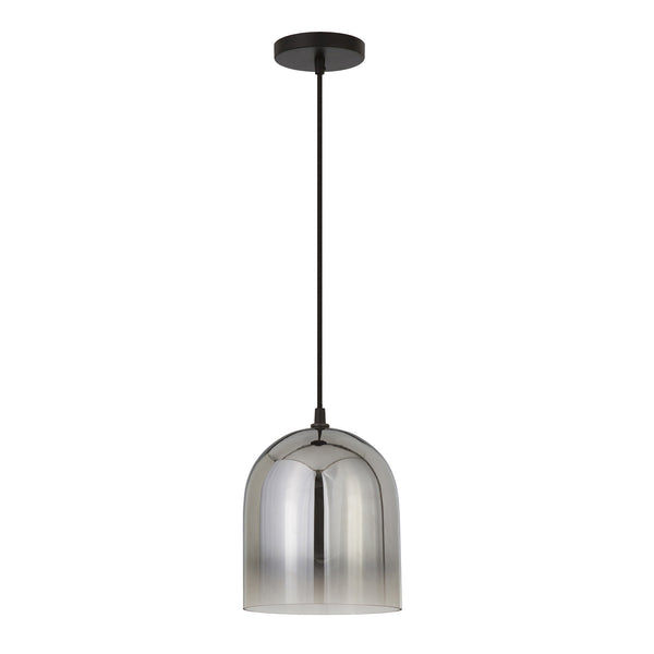 Homeroots 10" Gray Smoked Glass Dimmable Bell Shape Pendent Ceiling Light   518555
