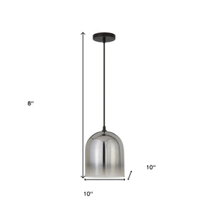 Homeroots 10" Gray Smoked Glass Dimmable Bell Shape Pendent Ceiling Light   518555