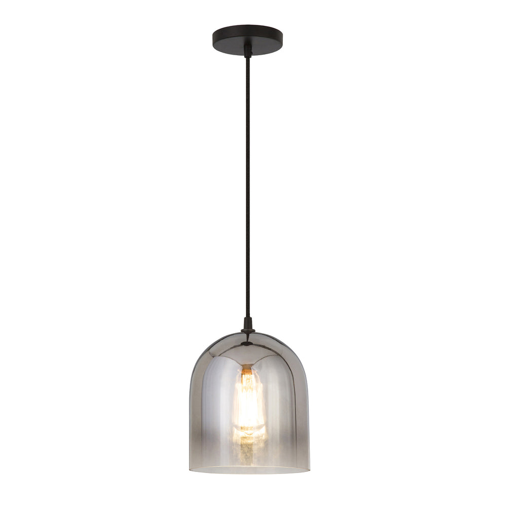 Homeroots 10" Gray Smoked Glass Dimmable Bell Shape Pendent Ceiling Light   518555