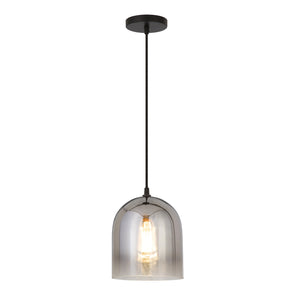 Homeroots 10" Gray Smoked Glass Dimmable Bell Shape Pendent Ceiling Light   518555