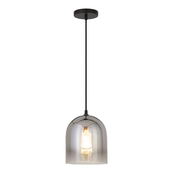 Homeroots 10" Gray Smoked Glass Dimmable Bell Shape Pendent Ceiling Light   518555
