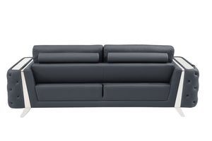 HomeRoots Three Piece Indoor Dark Gray Italian Leather Seating Set for 6 | Modern Comfort & Style Upgrade 518558