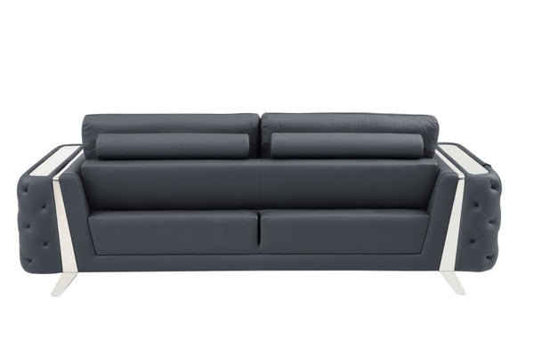 HomeRoots Three Piece Indoor Dark Gray Italian Leather Seating Set for 6 | Modern Comfort & Style Upgrade 518558