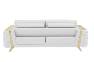 Homeroots Three Piece Indoor White Italian Leather Six Person Seating Set White  518560