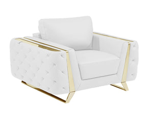 HomeRoots Three Piece Indoor White Italian Leather Seating Set for Six – Luxurious Comfort & Timeless Style 518560