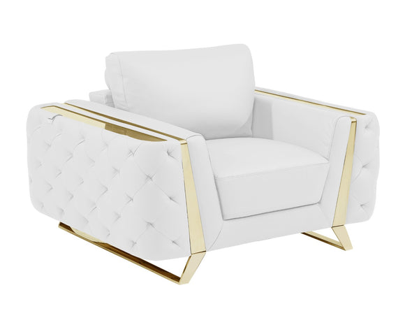 HomeRoots Three Piece Indoor White Italian Leather Seating Set for Six – Luxurious Comfort & Timeless Style 518560