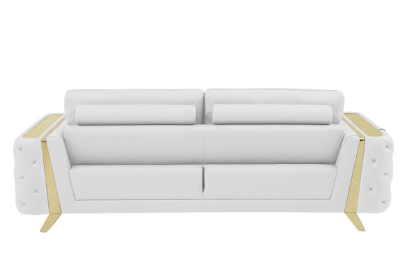 Homeroots Two Piece Indoor White Italian Leather Five Person Seating Set White  518561