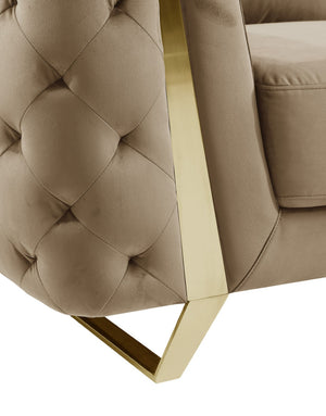 HomeRoots Two Piece Indoor Beige Velvet Seating Set for Five - Luxurious Comfort & Elegant Design Included 518563