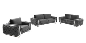Homeroots Three Piece Indoor Dark Gray Velvet Six Person Seating Set Dark Grey  518564