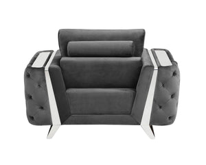 Homeroots Three Piece Indoor Dark Gray Velvet Six Person Seating Set Dark Grey  518564
