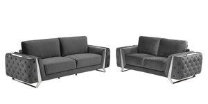 Homeroots Two Piece Indoor Dark Gray Italian Leather Five Person Seating Set Dark Grey  518565