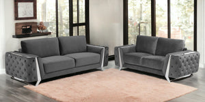 Homeroots Two Piece Indoor Dark Gray Italian Leather Five Person Seating Set Dark Grey  518565