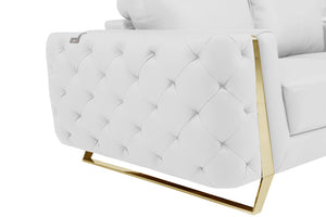 Homeroots 72" White And Gold Genuine Leather Loveseat White  518570