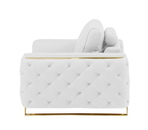 Homeroots 50" White And Gold Genuine Leather Club Chair White  518571