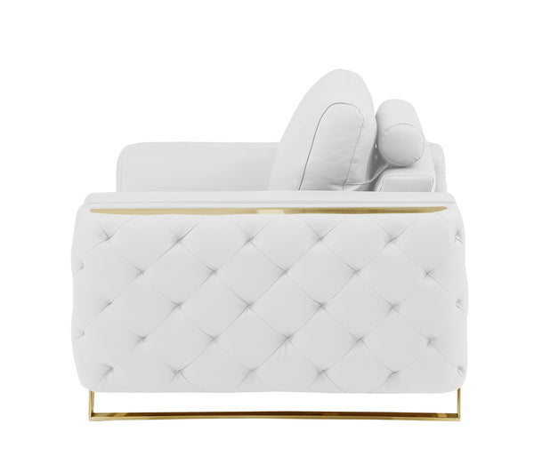 Homeroots 50" White And Gold Genuine Leather Club Chair White  518571