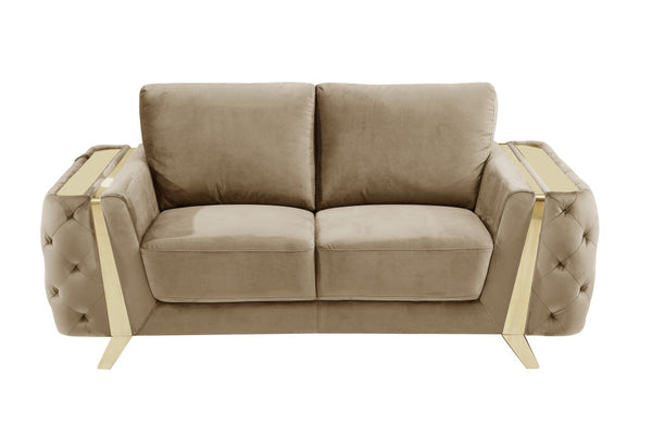 Homeroots 72" Beige And Gold Velvet Loveseat Beige  518572