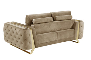 Homeroots 72" Beige And Gold Velvet Loveseat Beige  518572