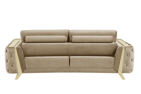 Homeroots 72" Beige And Gold Velvet Loveseat Beige  518572