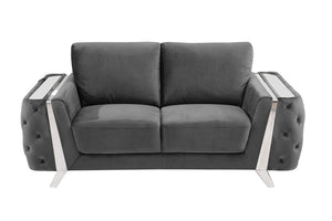 Homeroots 72" Dark Gray And Silver Velvet Loveseat Dark Grey  518574