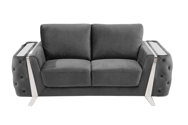 Homeroots 72" Dark Gray And Silver Velvet Loveseat Dark Grey  518574