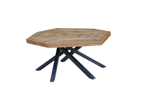 Homeroots 42" Brown And Black Wood And Iron Free Form Coffee Table   518576