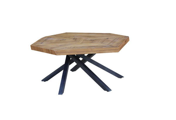 Homeroots 42" Brown And Black Wood And Iron Free Form Coffee Table   518576