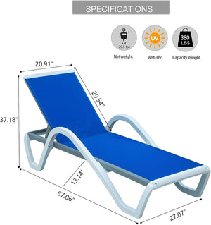 English Elm Patio Chaise Lounge Adjustable Aluminum Pool Chair - All-Weather Comfort For Outdoor Relaxation W1859109675-GIGA
