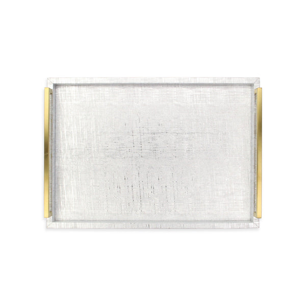 Homeroots Set Of Two Silver Wood Geometric Serving Trays With Handles   518595