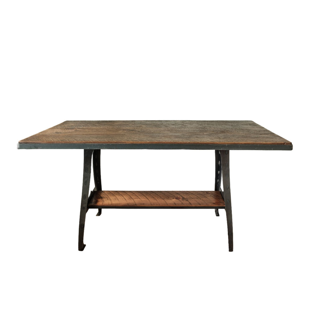 Homeroots 72" Brown And Black Solid Wood And Steel Sled Base Dining Table   518602