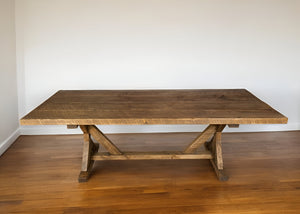 Homeroots 96" Brown Reclaimed Wood Trestle Base Dining Table   518603