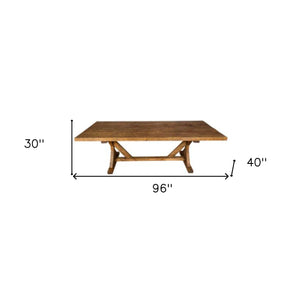 Homeroots 96" Brown Reclaimed Wood Trestle Base Dining Table   518603