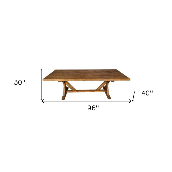 Homeroots 96" Brown Reclaimed Wood Trestle Base Dining Table   518603
