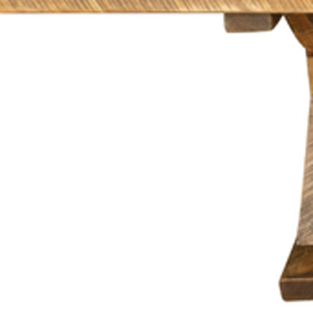 HomeRoots 96" Brown Reclaimed Wood Trestle Dining Table - Rustic Charm Meets Modern Elegance for 10 Guests 518603