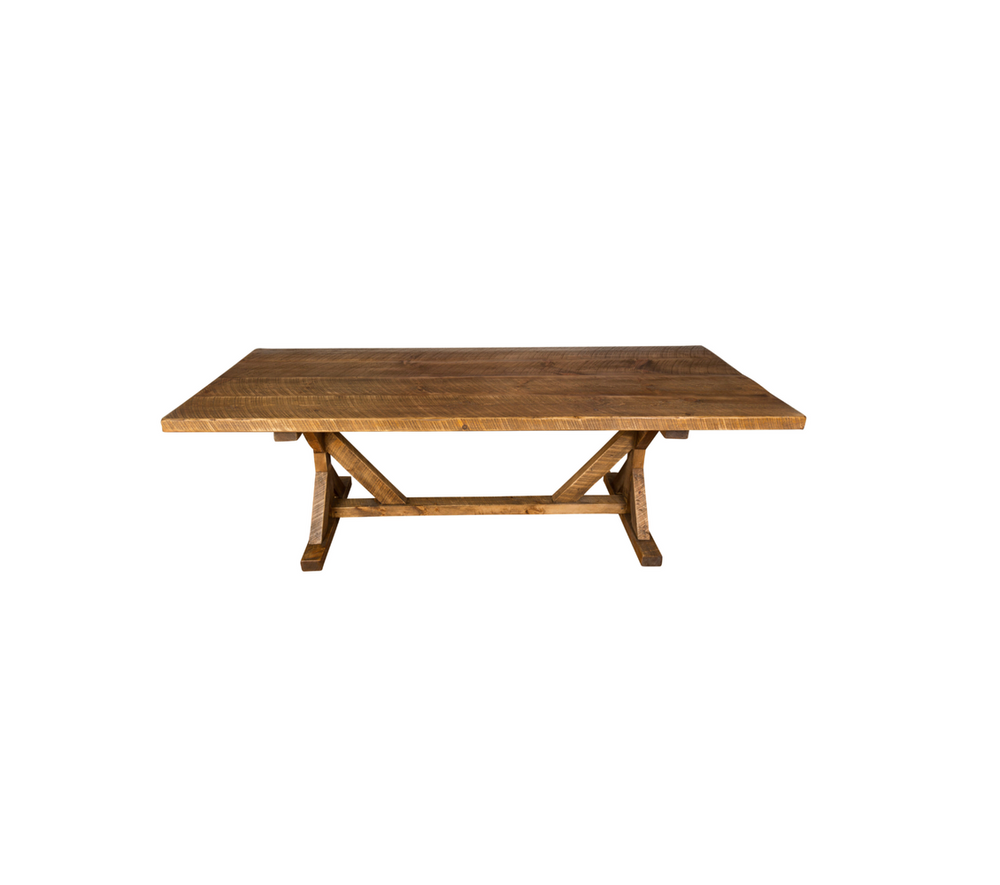 Homeroots 96" Brown Reclaimed Wood Trestle Base Dining Table   518603