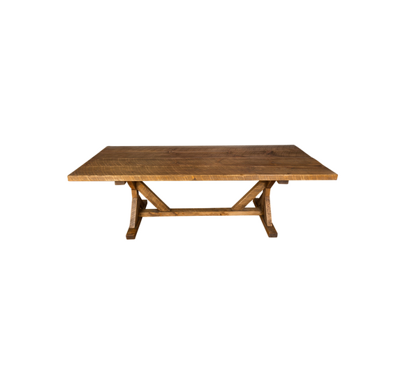 Homeroots 96" Brown Reclaimed Wood Trestle Base Dining Table   518603