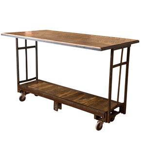 Homeroots 64" Brown And Black Solid Wood And Steel Sled Base Dining Table   518609