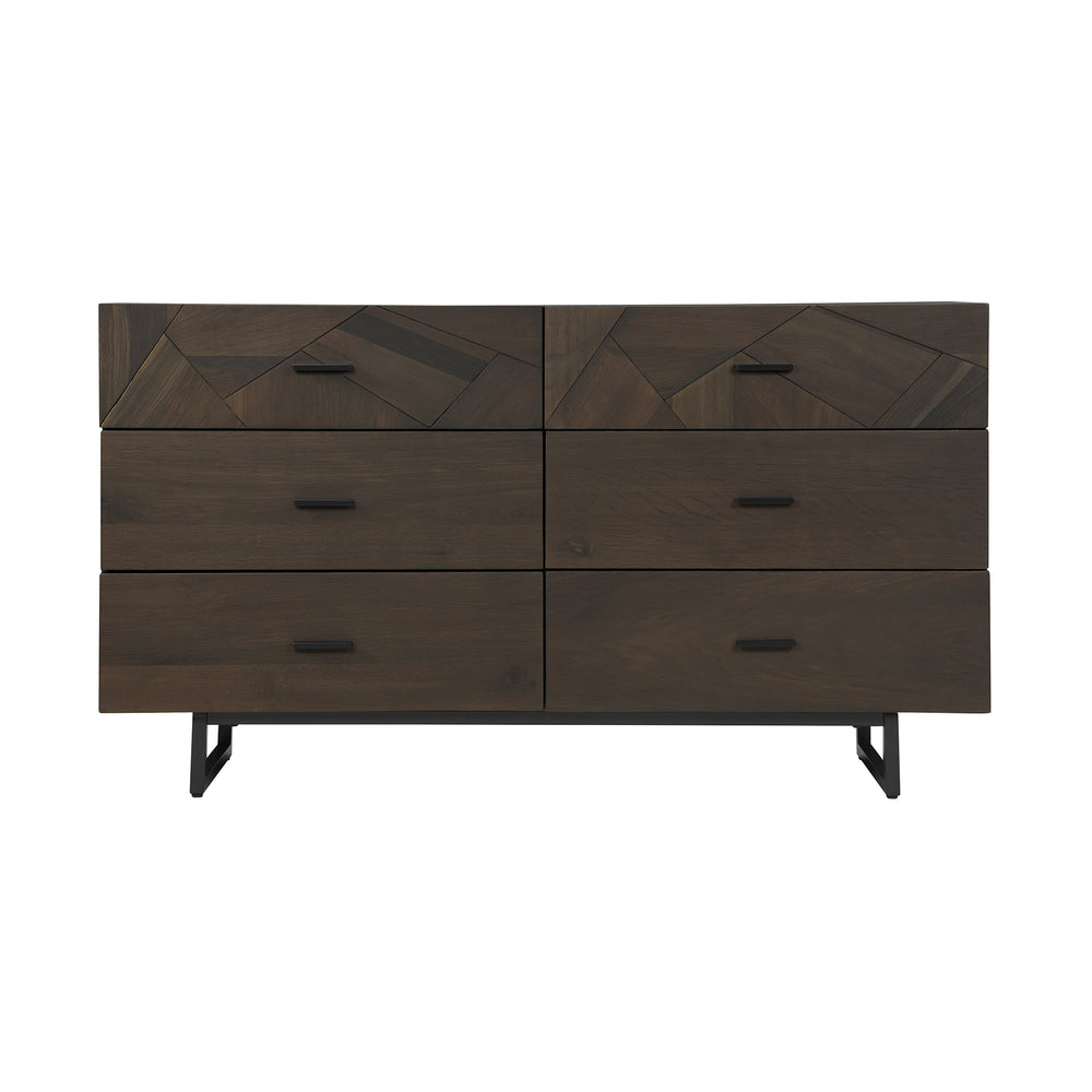 Homeroots 60" Dark Brown Solid Wood Six Drawer Double Dresser  Solid Wood 518614