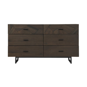 Homeroots 60" Dark Brown Solid Wood Six Drawer Double Dresser  Solid Wood 518614