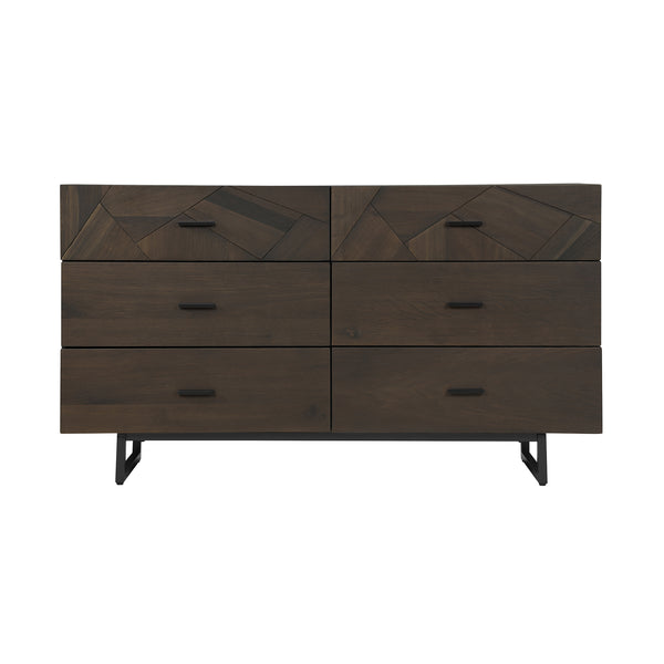 Homeroots 60" Dark Brown Solid Wood Six Drawer Double Dresser  Solid Wood 518614