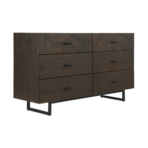 Homeroots 60" Dark Brown Solid Wood Six Drawer Double Dresser  Solid Wood 518614